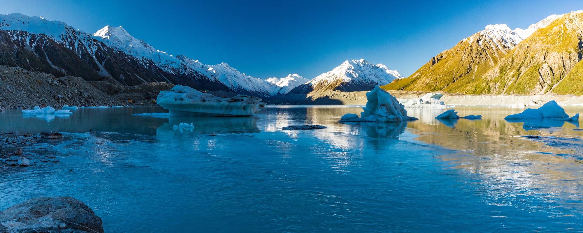 Glacier Tasman avec le Mt cook en fond